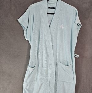 Lauren Ralph Lauren Womens Large Terry Cloth Robe Baby Blue Short Sleeve Pockets